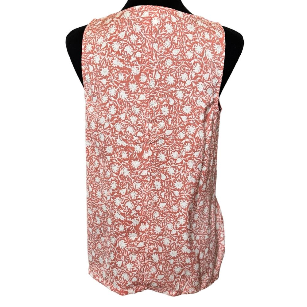 New ~ MELROSE and MARKET ~ Pink/Ivory Dove Bali Floral Cinched Front Top Size S - Picture 2 of 5